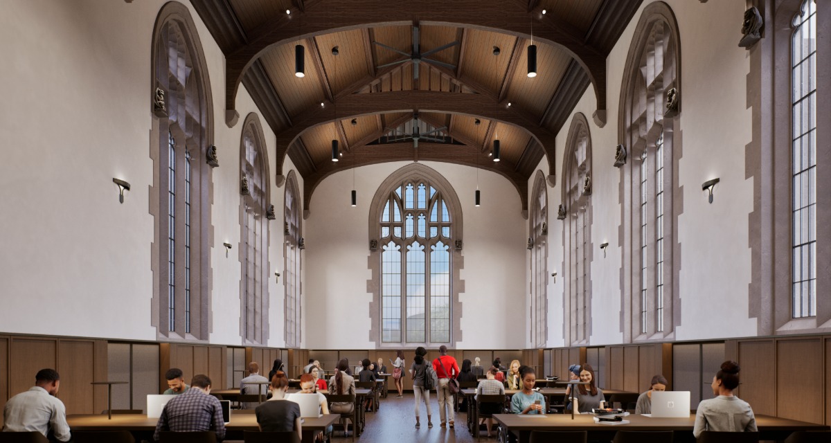 An artist's rendering of the Goldring Reading Room.
