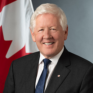 Bob Rae and a Canadian flag.